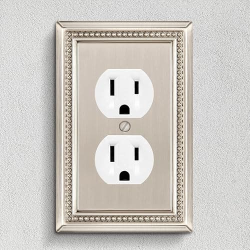 Henne Bery Sunken Pearls Heavy Duty Decorative Wall Plate Switch Plate Outlet Cover (Single Duplex, 2 Pack, Satin Nickel) thumbnail 7