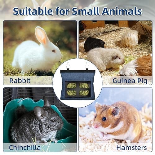 Rabbit Hay Feeder Bag Guinea Pig Hanging Hay Feeding Bag Storage Dispenser for Chinchilla Hamster Bunny Small Animal Pet thumbnail 7