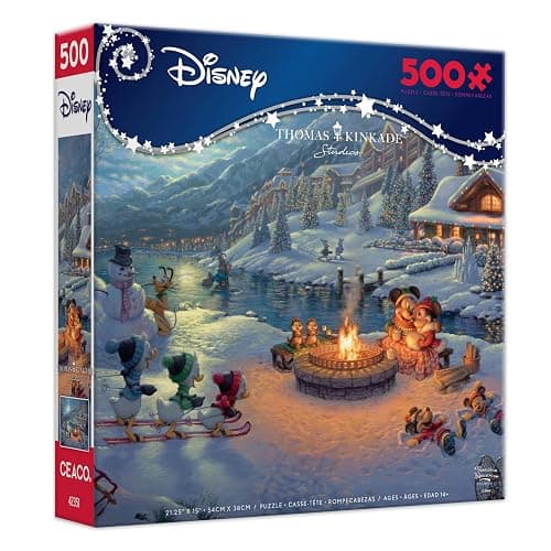 Ceaco - Thomas Kinkade Disney - Mickey and Minnie - 500 Piece Jigsaw Puzzle | For Adults, Made in USA, Includes Poster, Giftable, Frameable Art - Image 1