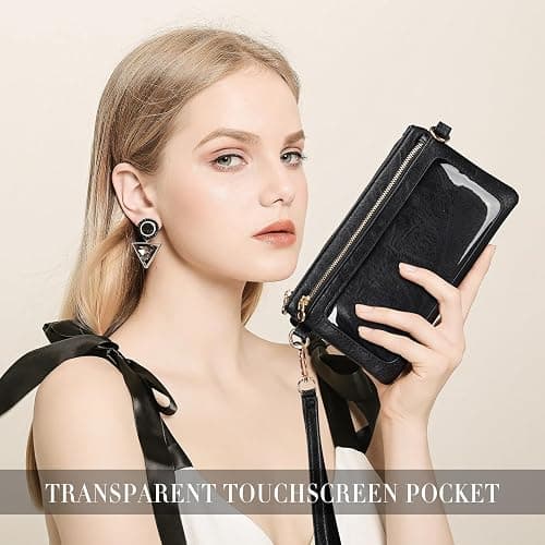 DIUY Women's Wallets Leather Small Crossbody Bag Wristlet Clutch Purse Slim Ladies Phone Bags with Shoulder Wrist Straps thumbnail 3