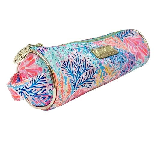 Lilly Pulitzer Cute Zipper Pouch, Splashdance | Colorful Pencil Case with Zip Closure for Office Supplies, Small Slim Travel Bag with Carrying Loop Handle and Gold Details thumbnail 3