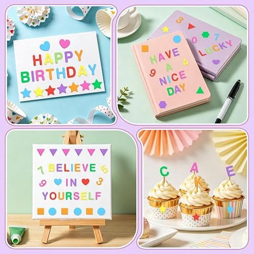 1328 PCS Foam Letter Stickers,Foam Alphabet Number Shape Stickers(Colorful) | Self Adhesive, EVA, Letters Sticker for Crafts, School Project, Scrapbooking Supplies, Bulletin Board, Classroom, DIY Decor thumbnail 8
