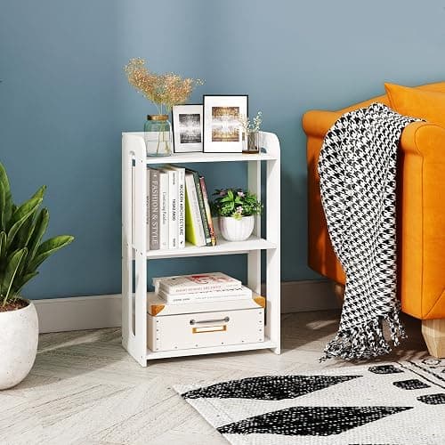 HAYOFAMY 3 Tier End Table Nightstand White, Small Bookshelf with Open Shelf, Narrow Side Table Bedside Table for Bedroom, Living Room, Office, Bathroom thumbnail 2