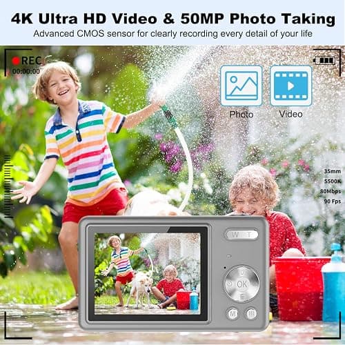 Appareil Photo numérique, autofocus UHD 4K 50 MP pour la Photographie avec Carte SD 32 Go, Zoom 16X, Anti-tremblement, Appareil Photo numérique Compact pour Enfants, Adolescents, Adultes, débutants thumbnail 4