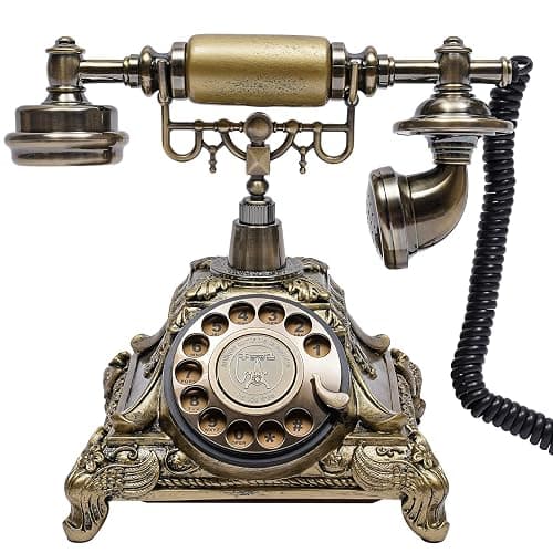 Vintage Telephone, Retro Rotary Dial Telephone, Corded Old Fashion Antique Landline Telephone Decor, Antique Phone for Home Office Hotel Decoration (Bronze) - Image 1