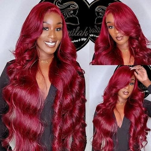 QZOQZO 28 Inch 99j Burgundy Lace Front Wigs Human Hair Red Burgundy Wig 180% Density 13x6 Body Wave Lace Front Wigs Pre Plucked Glueless Lace Front Wigs Human Hair for Women thumbnail 5