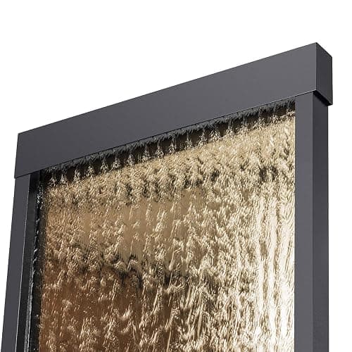 Alpine Corporation - Mirror Waterfall Fountain with Stones & Lights - Zen Indoor/Outdoor Decor for Office, Living Room, Patio, Entryway - 72 Inches - Modern Wall-Mounted Water Feature (Bronze) - Bronze thumbnail 11