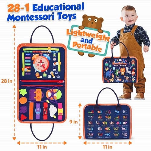 Toddler Toys Busy Board - Montessori Toys for 1-5 Year Old Boy Girl Gifts | Birthday Gifts for Kids, Sensory Toys Baby Essentials, Busy Book for Toddlers 1-5 Year Old, Airplane Activities Toys Gifts thumbnail 2