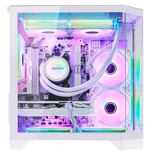 HOENGAGER Ocean of Stars Gaming PC -AMD Ryzen 7 7700 3.8 GHz, RTX 5060 8G, 32GB DDR5 RAM 6000MHz, 1TB PCIe SSD, 11AC WiFi, Windows 11 Pro 64-bit -White thumbnail 4