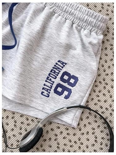SHENHE Girl's Sweat Shorts Number Print Drawstring Athletic Running Workout Gym Track Shorts thumbnail 5