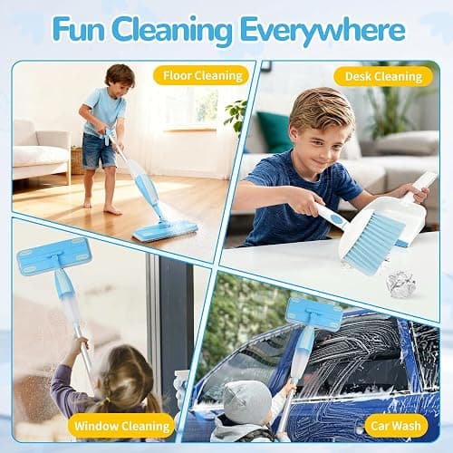 HWZ Kids Cleaning Set, Make Chores Fun! Real Working Toddler Cleaning Toy with Mini Spray Mop & Broom Dustpan Set, Pretend Play Montessori Housekeeping Toys, Ideal Gift for Girls Boys Age 3+ thumbnail 7