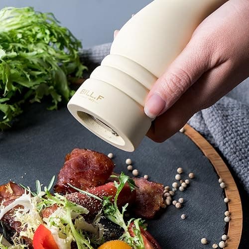 BILL.F Salt and Pepper Grinder Wooden Pepper Mill Grinder White Salt Pepper Shakers Set of 2 with Adjustable Ceramic Rotor- 7 Inch thumbnail 4
