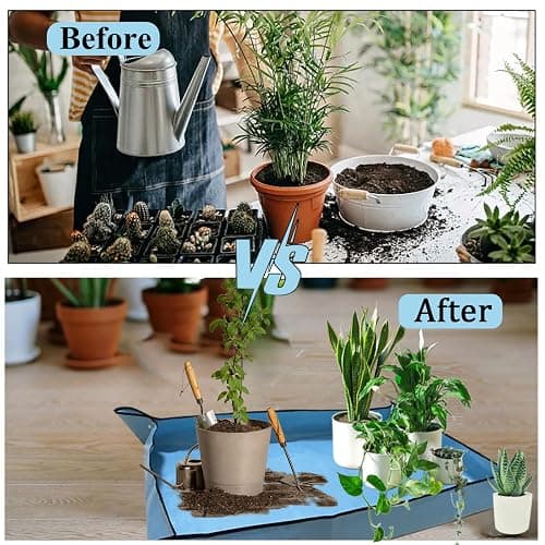 HejVulkan 59" x 39" Extra Large Plant Repotting Mat, Foldable Gardening Mat for Indoor, Transplanting Houseplants, Pot Out, Mix Soil and Mess Control, Gardening Gifts for Women Men Plant Lover(Blue) thumbnail 3