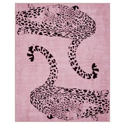 OJIA Leopard Print 8x10 Rugs for Living Room, Soft Pink Bedroom Rug Washable Area Rugs 8x10, Ultra-Thin Modern Dining Room Rug Stain Resistant Floor Carpet for Playroom Kids Room Nursery Office thumbnail 9