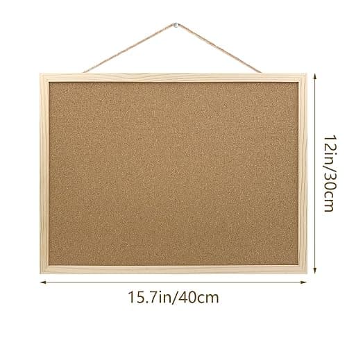 GDMINLO Cork Board Bulletin Board, 15.7"X 11.81" pin Boards for Walls, Oak Wood Finish Frame, Wall Mounted Cork Board for Office Home and School(Pins, Eye Bolts, gaskets, Screws) thumbnail 2