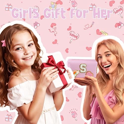 Elilier Birthday Gifts for Kids 4 5 6 7 8 9 10 11 12 year Old, Girl gifts Skin Care, Letter Pouch Cosmetic Toiletry Bag, Personalized Gift for Girl, Gift Bags thumbnail 2