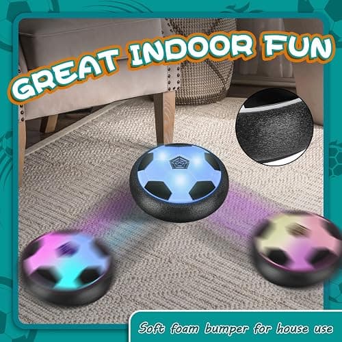 2 Pack Hover Soccer Ball with 8 Pcs Batteries, Air Floating Soccer Toy with LED Lights and Foam Bumper, Indoor Games for Kids 4-8-12, Toys Gifts for 3 4 5 6 7 8 9 Year Old Boys Girls thumbnail 3