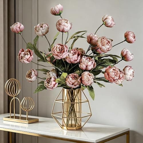 Cherica 6Pcs Viral Peony Artificial Flowers for Vase，27in Real Touch Fake Flowers Branches with Flexible Wired Stems for Home Decor DIY Bouquet Centerpieces Wedding Shower Fillers Arrangements,Dusty thumbnail 8
