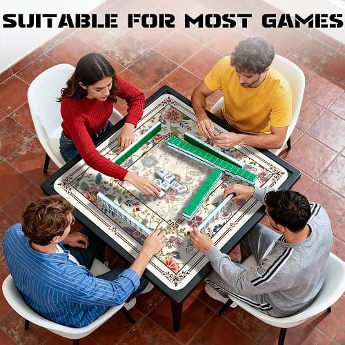 HEIFAM Mahjong Mat for Table, Mahjong Table Mat Flower 31x 31In, Non-Slip Noise Reduction Mah Jong Mat with Carrying Bag, Game Table Cover for Mahjongs Poker Card Dominoes, Christmas Birthday Gift thumbnail 6