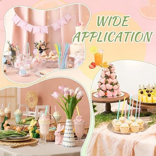 Honeydak 60 Pcs Pastel Reusable Straws 9 Inch Hard Plastic Colorful Drinking Straws for Smoothies Boba Beverage Cocktail Home Restaurant Birthday Summer Party Decoration thumbnail 5