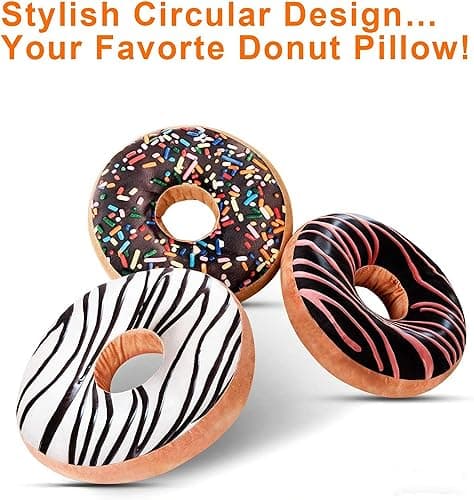 HYSEAS Round Throw Pillow 14 Inch Chocolate White Donut, 3D Digital Print Decorative Soft Food Shaped Pillow, Light Weight Seat Cushion for Couch, Chair, Floor, Sofa, 2 Pack thumbnail 6