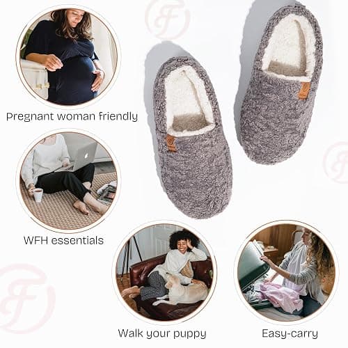 EverFoams Women’s Soft Curly Full Slippers Memory Foam Lightweight House Shoes Cozy Loafer with Polar Fleece Lining thumbnail 7