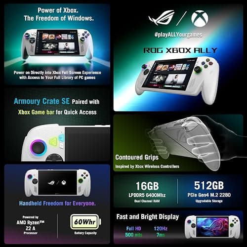 ASUS ROG Xbox Ally 7” 1080p 120Hz Gaming Handheld Touchscreen AMD Ryzen™ Z2 A 16GB RAM 512GB SSD White thumbnail 2
