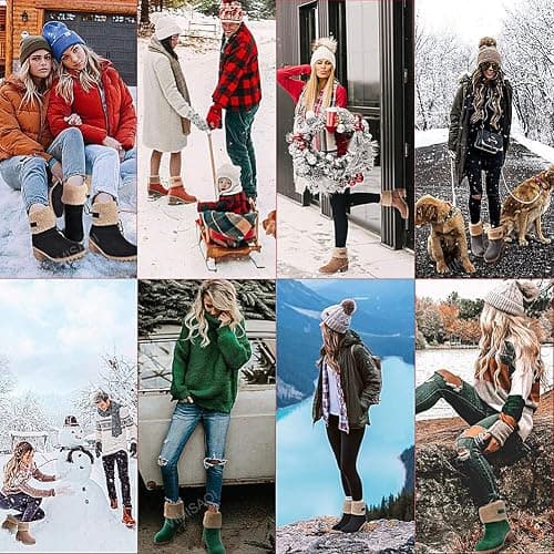 VIMISAOI Winter Boots for Women, Comfortable Slip On Mid Chunky Heel Suede Warm Snow Ankle Boots Outdoor Shoes thumbnail 2