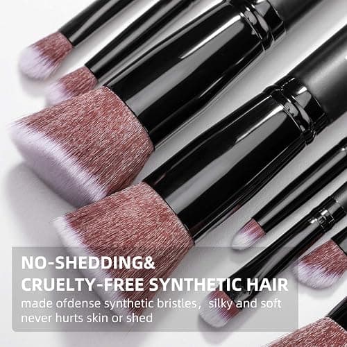Makeup Brushes BS-MALL Premium Synthetic Foundation Powder Concealers Eye Shadows Makeup 14 Pcs Brush Set, Rose Golden, with Case (Black) thumbnail 4