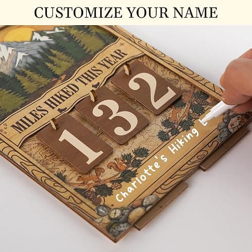 Personalized Miles Hiked This Year Tracker Sign, Custom Wooden Hiking Log Counter, Unique Hiking Gifts for Men Women, Cool National Park Gifts for Hikers, Adventurers, Outdoor Enthusiasts, Adventure Trail Decor thumbnail 5