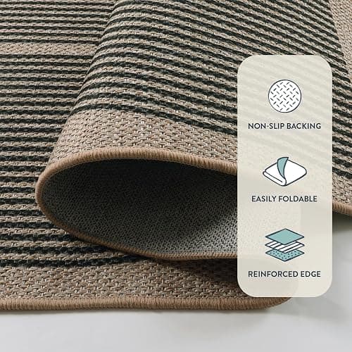 Lahome Modern Rainbow Easy Jute Rug, 3x5 Washable Rugs for Entryway Farmhouse Black Patio Carpet, Non Slip Indoor Door Mat Contemporary Outdoor Porch Carpet for Laundry Guestroom Room Decor thumbnail 4