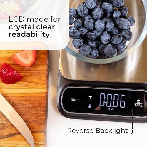 Fradel 0.1g Digital Kitchen Food Scale in Grams & Ounces - 11lb, for Cooking, Baking, Weight Loss - Square thumbnail 5