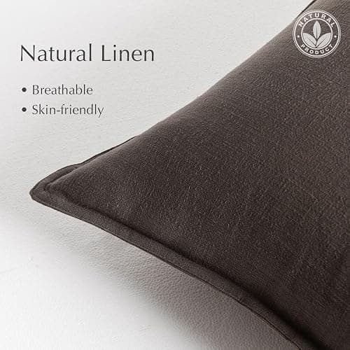 PANDICORN Brown Linen Throw Pillow Covers 18x18 Inch Natural Soft Textured Boho Modern Farmhouse Fall Decorations Decorative Throw Pillows Cases Set of 2 for Bed Living Room Couch Sofa Decor - Brown - 18" x 18" (Pack of 2) thumbnail 2