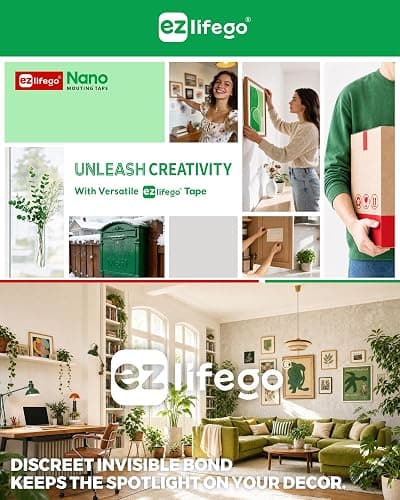 EZlifego Heavy Duty Invisible Bond Nano Double Sided Mounting Tape, 9.85FT | Nano-Tech, Holds up to 72 lbs, All-Purpose, Instant Hold, Industrial-Strength Adhesive, Indoor & Outdoor Decor,Back to School thumbnail 7