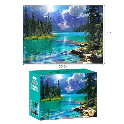 500 Pieces Puzzles for Adult Jigsaw Puzzle 500 Piece Puzzle Children Elderly Puzzle Mountain Forest Lake Puzzles Gift for Mom Dad Family Friend Family Activity Games Home Decor Wall Art 20.5x15IN thumbnail 2