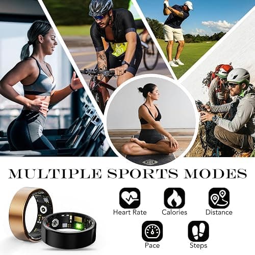 Smart Health Ring for Women Men Fitness Tracker with Heart Rate, Blood Oxygen, Blood Pressure, Sleep Monitoring, Step Counting, IP68 Waterproof for iOS and Android, No APP Fee, Xmas Gifts, Black 8 thumbnail 3