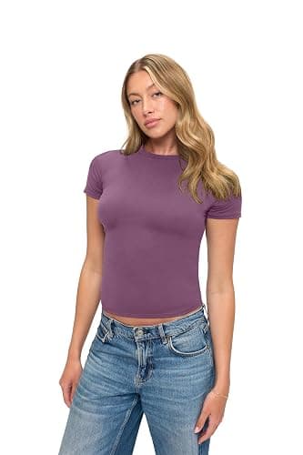 Natural Uniforms Womens Super Soft, Super Stretch Y2K Short Sleeve Baby Tee Crop Top thumbnail 5