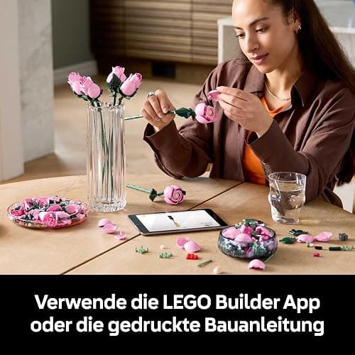 LEGO Botanicals Rosa Rosenstrauß - Set mit Kunstblumen für Erwachsene - 12 künstliche Rosen & 4 Zweige Schleierkraut als DIY Deko - Geschenkidee für Frauen - 10374 thumbnail 8