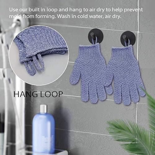 Evridwear Exfoliating Dual Texture Bath Gloves for Shower, Spa, Massage and Body Scrubs, Dead Skin Cell Remover, Gloves with Hanging Loop (1 Pair Heavy Glove) thumbnail 4