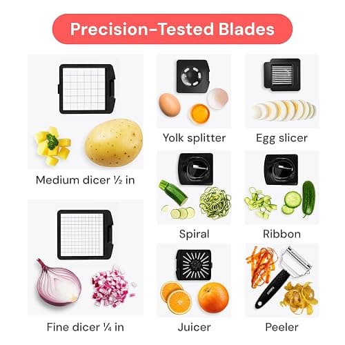 Fullstar The Original Pro Chopper - Vegetable Chopper and Spiralizer, Food Chopper with Container, Fruit Slicer, Kitchen Gadgets & Gifts, Home Essentials (9 in 1, White) thumbnail 4