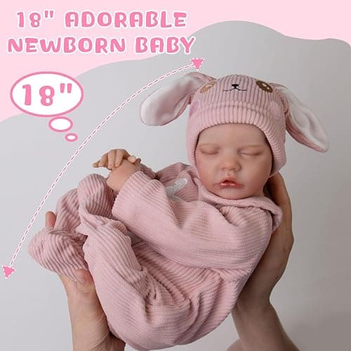 Milidool Lifelike Reborn Baby Dolls- 18-Inch Realistic Poseable Newborn Baby Girl Dolls,Soft Cloth Body Real Life Baby Doll with Gift Box for Kids Age 3 + thumbnail 4
