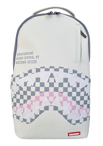 SPRAYGROUND Limited Edition 910B7420NSZ Cream Check Shark Central Savage Backpack, cream, M - Image 1