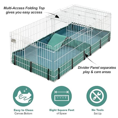 MidWest Homes for Pets Guinea Habitat Plus Cage, Includes Divider Panel and Hinged Top, Washable PVC Canvas Bottom, Expandable Small Animal Cage for Guinea Pigs, 171GHP thumbnail 2