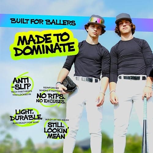 Dirty Mids Original The Essentials Baseball Pants – Pro Fit, Anti-Slip Waistband – White, Black, Grey – XS to XL thumbnail 7