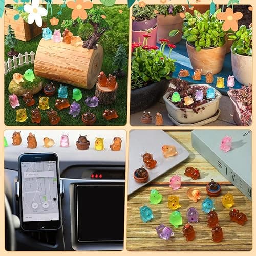 GSrenyu 22 Pcs Mini Capybara Luminous Mini Resin Animals Figures Glow in the Dark Capybara Miniature Figures for Garden Aquarium Dollhouse Tabletop Landscape Birthday Party Decor thumbnail 7