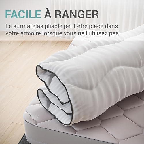 CASABEL Surmatelas Nuage 140 x 190 cm en Microfibre - Confort Optimal - Moelleux, Anti-acarien, Respirant- pour Matelas 2 Places Adulte et Enfant, Clic Clac, BZ thumbnail 4