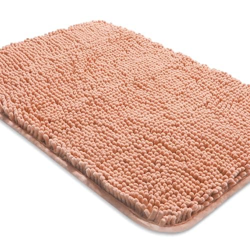 Yeaban Dusty Pink Bathroom Rugs 17"x24",Chenille Bath Mats,Absorbent and Washable Bath Rug Non-Slip, Extra Soft Rugs for Bathroom Floor,Tub,Shower and Sink - Image 1