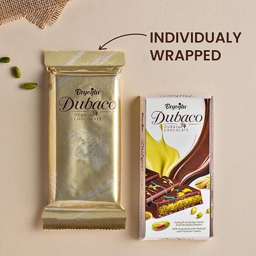 Beyoglu Dubaco Dubai Chocolate Bar Pistachio 7.05 Oz (Pack of 1), Luxury & Premium Dubai Milk Chocolate Bar Filled with Pistachio Butter & Shredded Knafeh Kadayif thumbnail 6