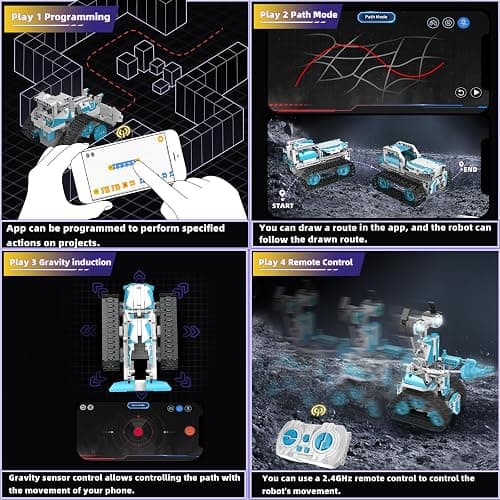Suplanet STEM Robot for Kids Ages 8-14, 5-in-1 Remote Control and APP Programmable Robot Toys - 720 Pcs DIY Building Science Educational Kit, Building Block Birthday Present for Teen Boys Girls thumbnail 3