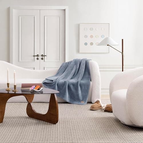 UGG Whitecap Plush Throw Blanket Fleece Lightweight Soft Cozy Throw for Couch or Bed Luxury Home Decor for Living Room, Christmas Blankets, Machine Washable, 50-inch x 70-inch, Denim Blue thumbnail 6